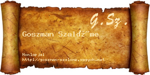 Goszman Szalóme névjegykártya